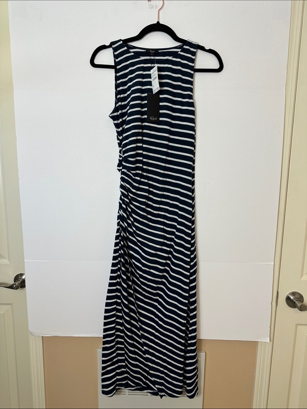 Rails Striped Navy and White Sleeveless Midi Dress